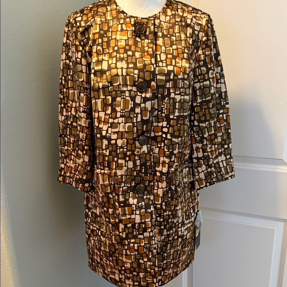 Jones New York Brown and Tan Patterned Jacket